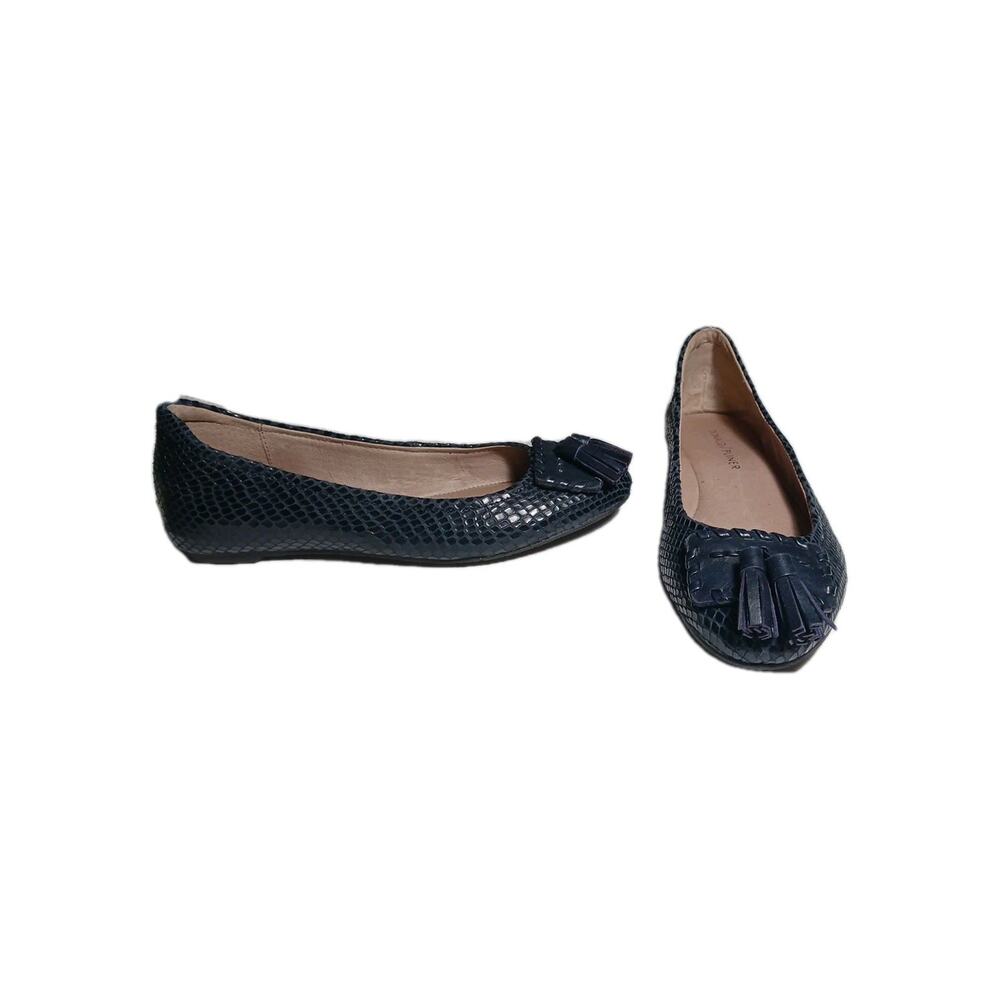 Donald Pliner Pippa Snake Print Navy Blue Flats Women's Size 6.5M Leather